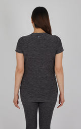 Maternity Heathered Short Sleeve Crew Neck Top - 90 Degree by Reflex