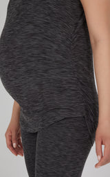 Maternity Heathered Short Sleeve Crew Neck Top - 90 Degree by Reflex