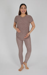 Maternity Heathered Short Sleeve Crew Neck Top - 90 Degree by Reflex