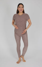 Maternity Heathered Short Sleeve Crew Neck Top - 90 Degree by Reflex
