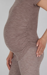 Maternity Heathered Short Sleeve Crew Neck Top - 90 Degree by Reflex