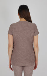 Maternity Heathered Short Sleeve Crew Neck Top - 90 Degree by Reflex