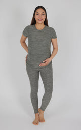 Maternity Heathered Short Sleeve Crew Neck Top - 90 Degree by Reflex
