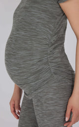 Maternity Heathered Short Sleeve Crew Neck Top - 90 Degree by Reflex