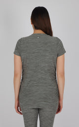 Maternity Heathered Short Sleeve Crew Neck Top - 90 Degree by Reflex