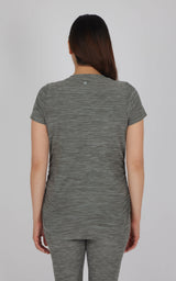 Maternity Heathered Short Sleeve Crew Neck Top - 90 Degree by Reflex