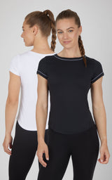 2 PK Super Soft Synergy High Crew Neck Short Sleeve Top and Crew Neck Top