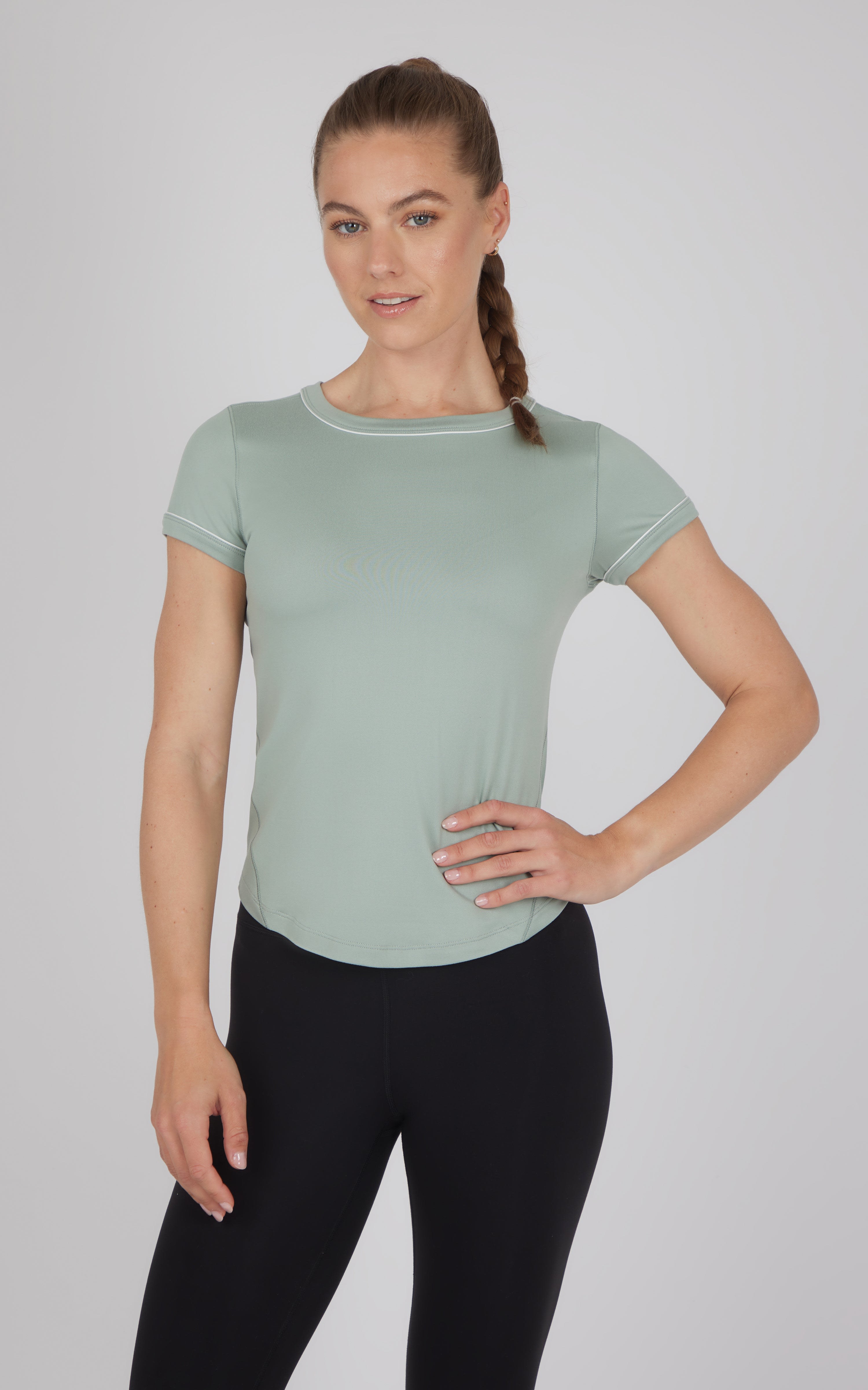 2 PK Super Soft Synergy High Crew Neck Short Sleeve Top and Crew Neck Top - 90 Degree by Reflex