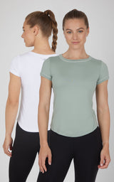 2 PK Super Soft Synergy High Crew Neck Short Sleeve Top and Crew Neck Top