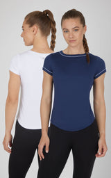 2 PK Super Soft Synergy High Crew Neck Short Sleeve Top and Crew Neck Top