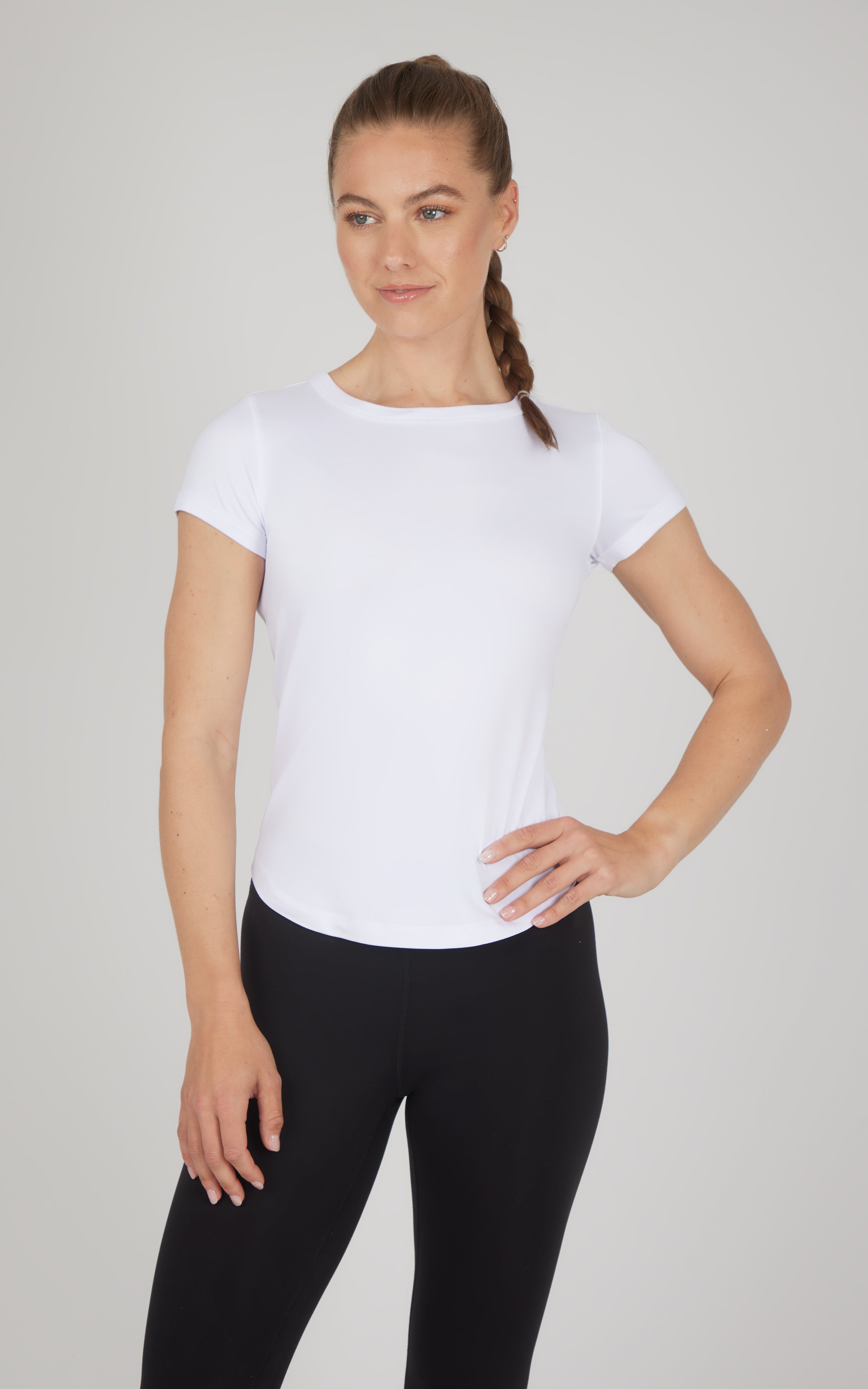 2 PK Super Soft Synergy High Crew Neck Short Sleeve Top and Crew Neck Top - 90 Degree by Reflex