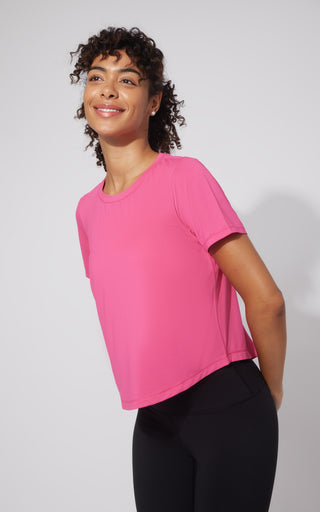 Mesh Tee with Curved hem