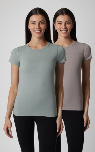 2 PK Cationic Jersey Full Length Crew Neck Short Sleeve Tee