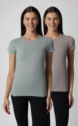 2 PK Cationic Jersey Full Length Crew Neck Short Sleeve Tee - 90 Degree by Reflex