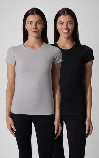 2 PK Cationic Jersey Full Length Crew Neck Short Sleeve Tee