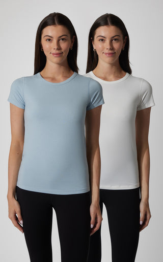 2 PK Cationic Jersey Full Length Crew Neck Short Sleeve Tee