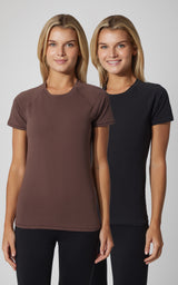 2 PK Vintage Cotton Crew Neck Short Sleeve Top - Our Cafe Story - 90 Degree by Reflex