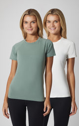 2 PK Vintage Cotton Crew Neck Short Sleeve Top - Our Cafe Story - 90 Degree by Reflex