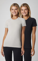 2 PK Vintage Cotton Crew Neck Short Sleeve Top - Our Cafe Story - 90 Degree by Reflex