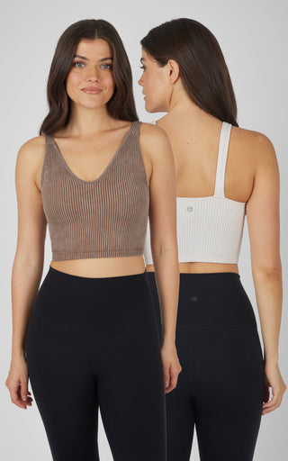 2 PK Stone Wash V-Neck Tank - Our Stone Story - 90 Degree by Reflex