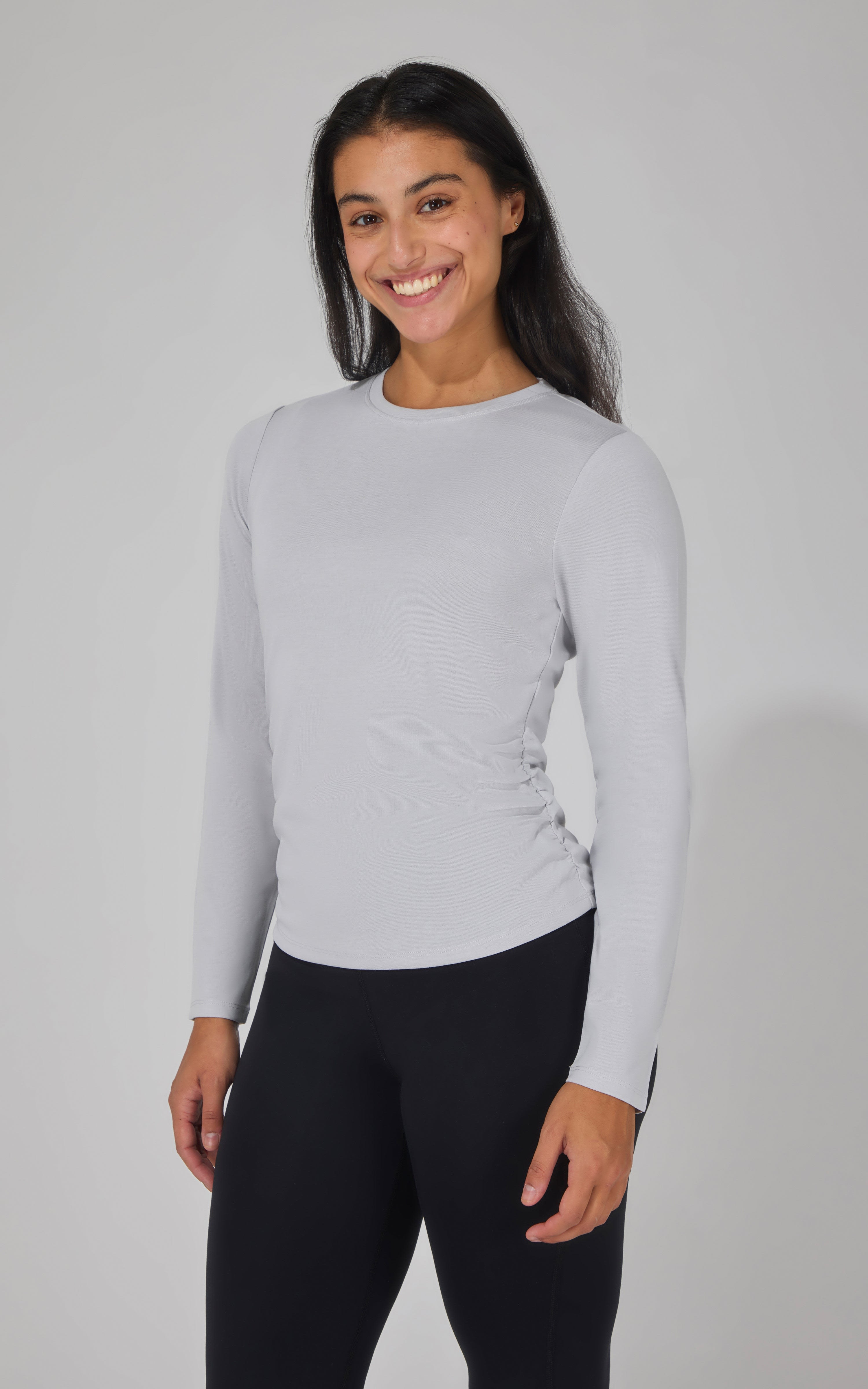 Yogalicious 2 PK Side Ruched Long Sleeve Top - 90 Degree by Reflex