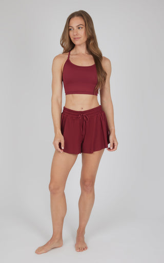 2 PC Seamless Bra and Ribbed 2 in 1 Running Short - Our Petal Tone Story - 90 Degree by Reflex
