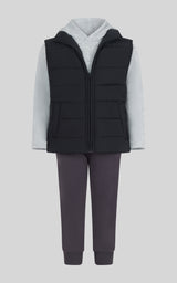 Toddler Boys 3 PC Puffer Vest & Hoodie & Jogger Set - 90 Degree by Reflex