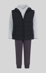 Toddler Boys 3 PC Puffer Vest & Hoodie & Jogger Set