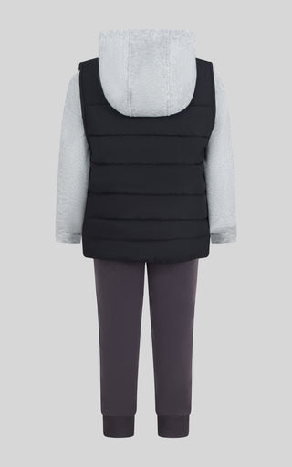 Toddler Boys 3 PC Puffer Vest + Long Sleeve Hoodie + Jogger Set