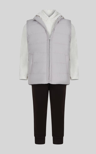 Toddler Boys 3 PC Puffer Vest + Long Sleeve Hoodie + Jogger Set