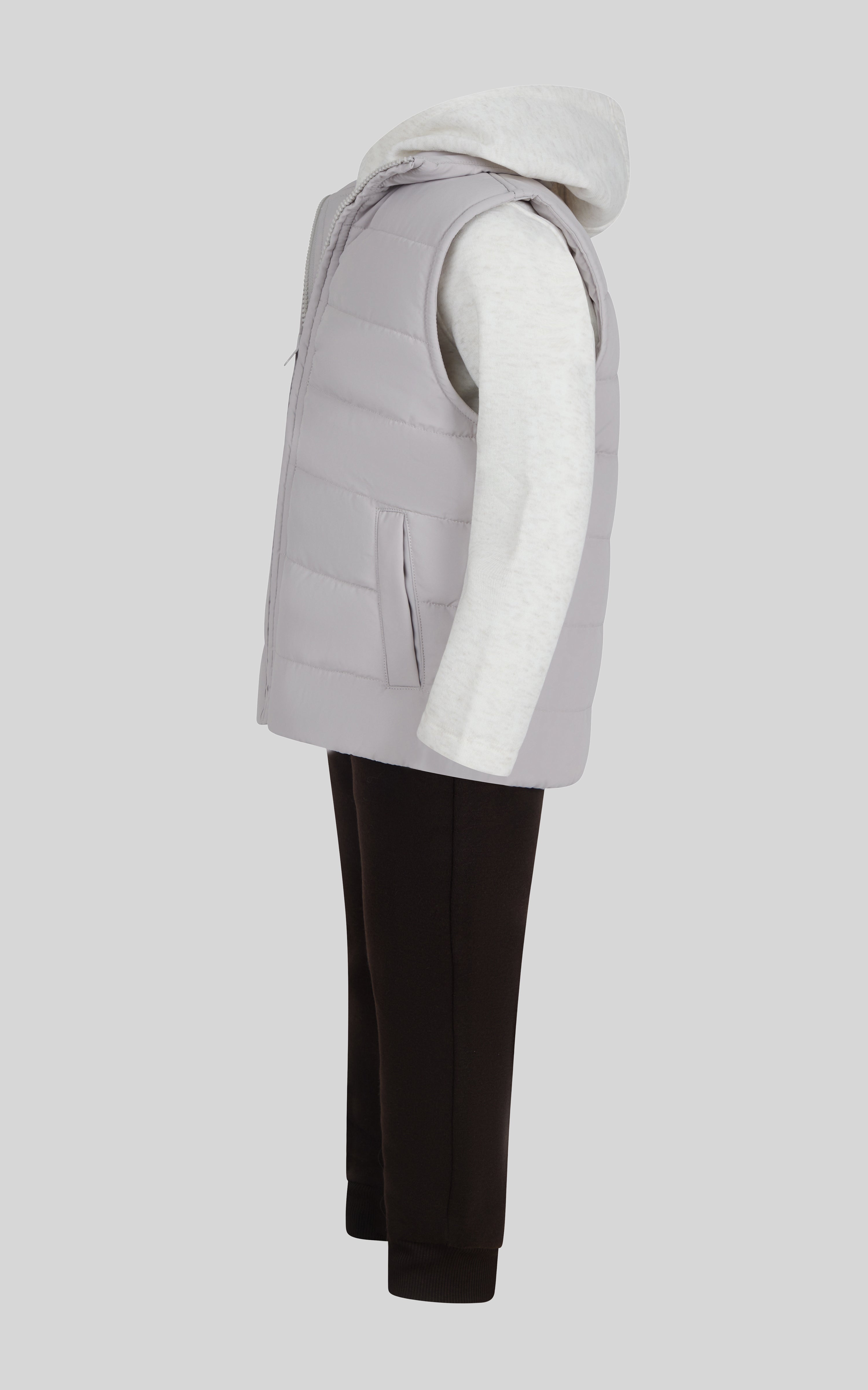 Toddler Boys 3 PC Puffer Vest + Long Sleeve Hoodie + Jogger Set