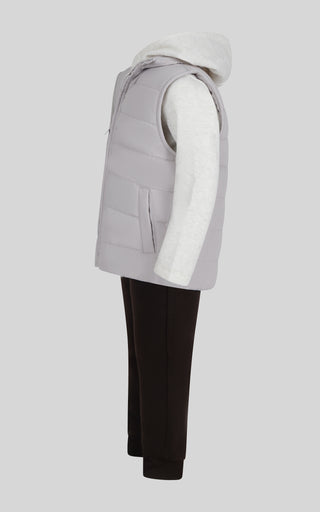 Toddler Boys 3 PC Puffer Vest + Long Sleeve Hoodie + Jogger Set