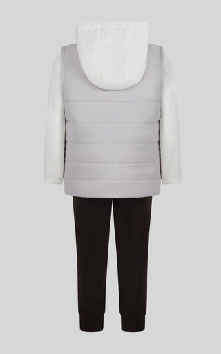 Toddler Boys 3 PC Puffer Vest + Long Sleeve Hoodie + Jogger Set