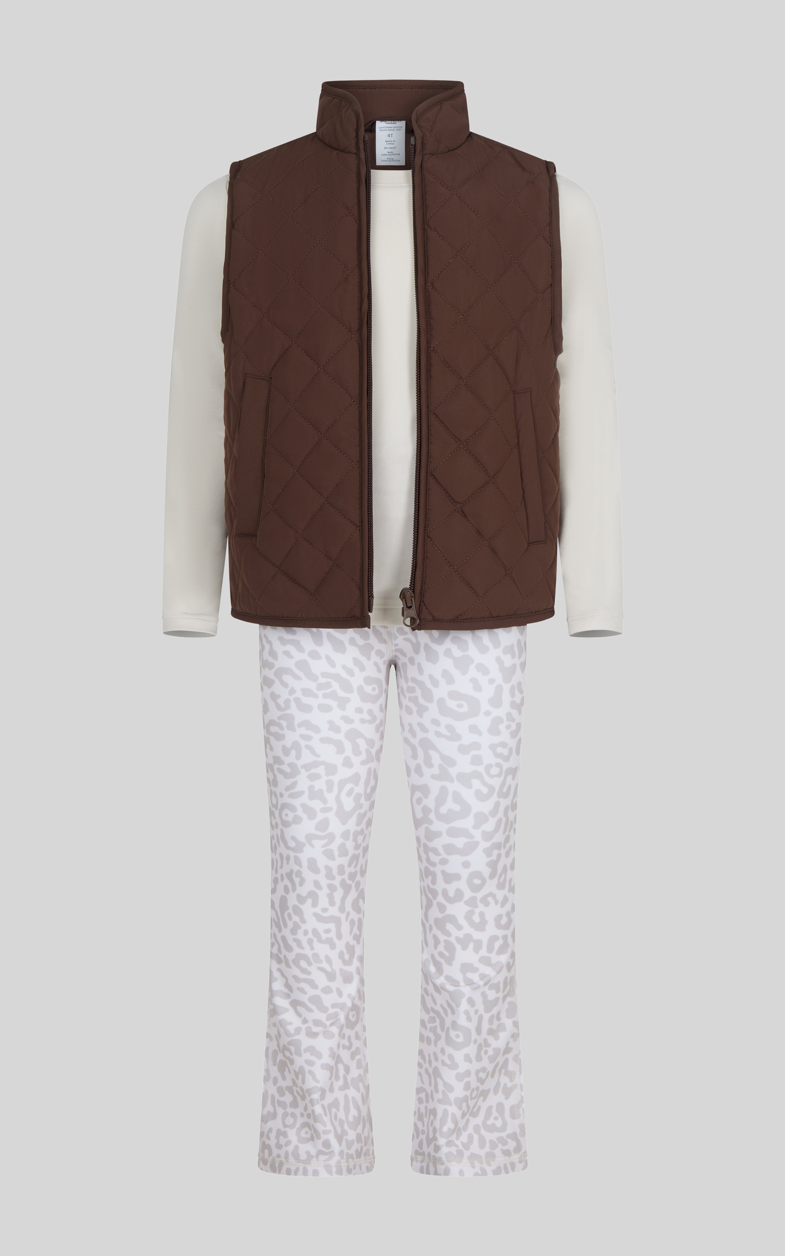 Toddler Girls’ Snow Angel 3-Piece Set: Quilted Vest, Long-Sleeve Top & Flare Pants image