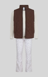 Toddler Girls’ Snow Angel 3-Piece Set: Quilted Vest, Long-Sleeve Top & Flare Pants image