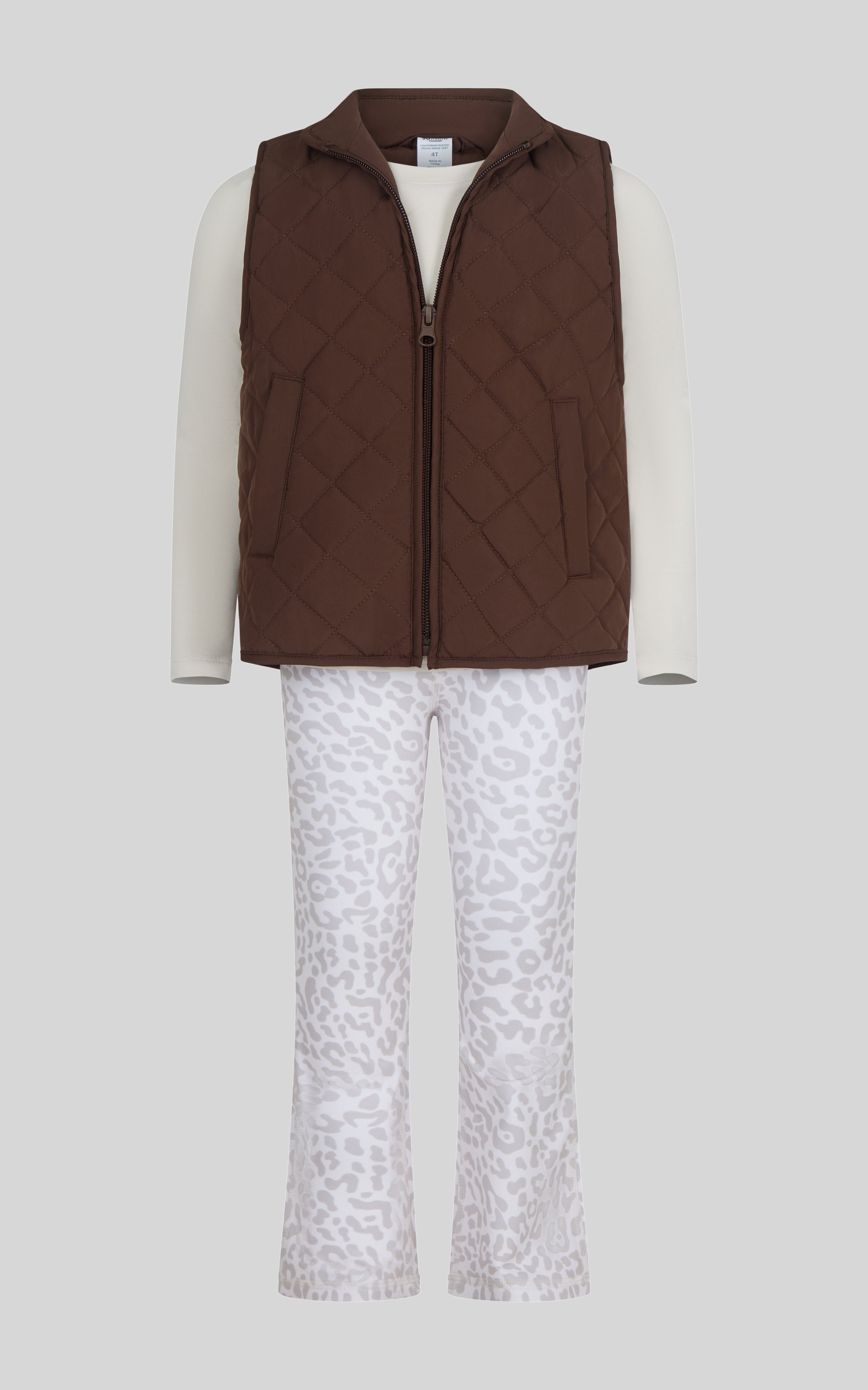Toddler Girls’ Snow Angel 3-Piece Set: Quilted Vest, Long-Sleeve Top & Flare Pants image