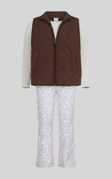 Toddler Girls’ Snow Angel 3-Piece Set: Quilted Vest, Long-Sleeve Top & Flare Pants image