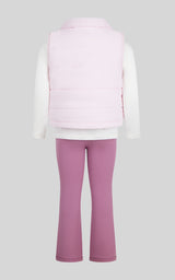 Toddler Girls' 3-Piece Quilted Vest, Long-Sleeve Top & Flare Pants Set image