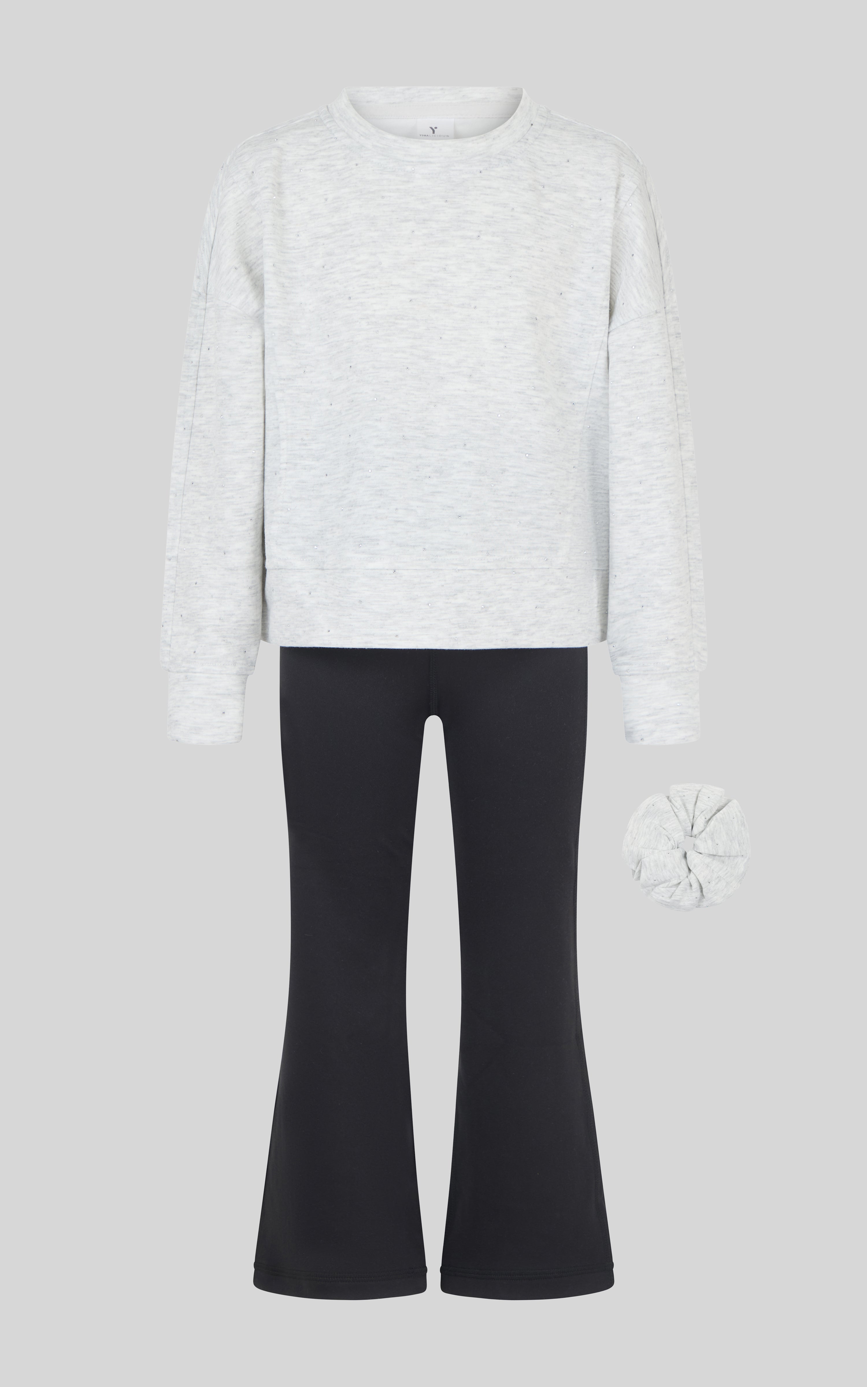 Toddler Girls' Rhinestone Pullover & Flare Pants Set with Jumbo Scrunchie image