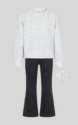 Toddler Girls' Rhinestone Pullover & Flare Pants Set with Jumbo Scrunchie image