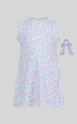 Toddler Girls Ruffle Dress & 3" Short & Bow Scrunchie