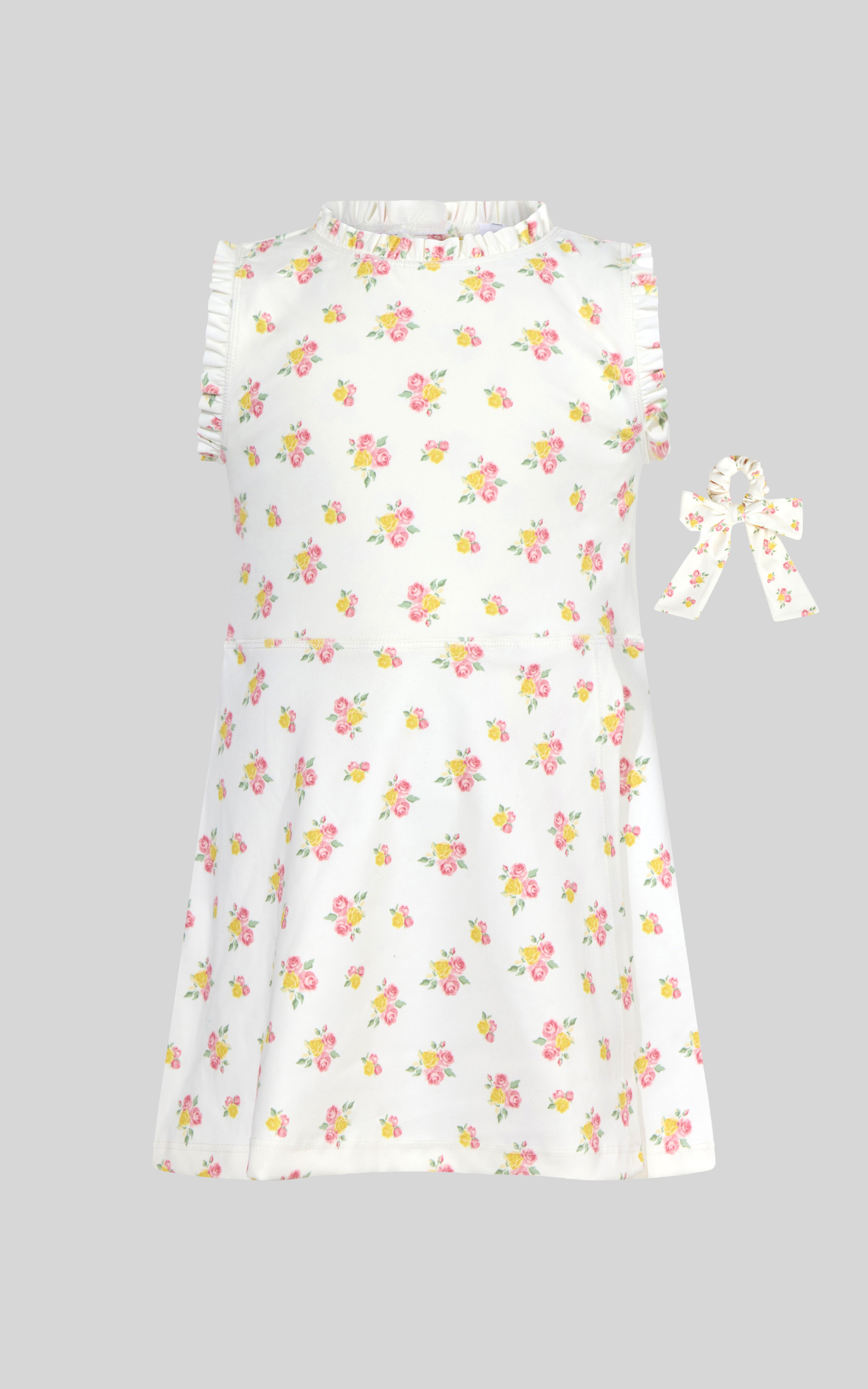 Toddler Girls Ruffle Dress & 3" Short & Bow Scrunchie - 90 Degree by Reflex