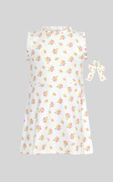 Toddler Girls Ruffle Dress & 3" Short & Bow Scrunchie