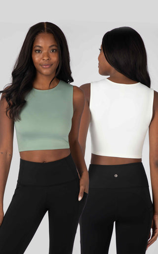 2 Pack Womens Fitted Cropped Tank Top