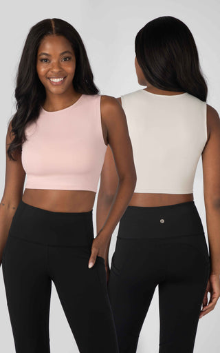 2 Pack Womens Fitted Cropped Tank Top