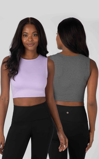 2 Pack Womens Fitted Cropped Tank Top