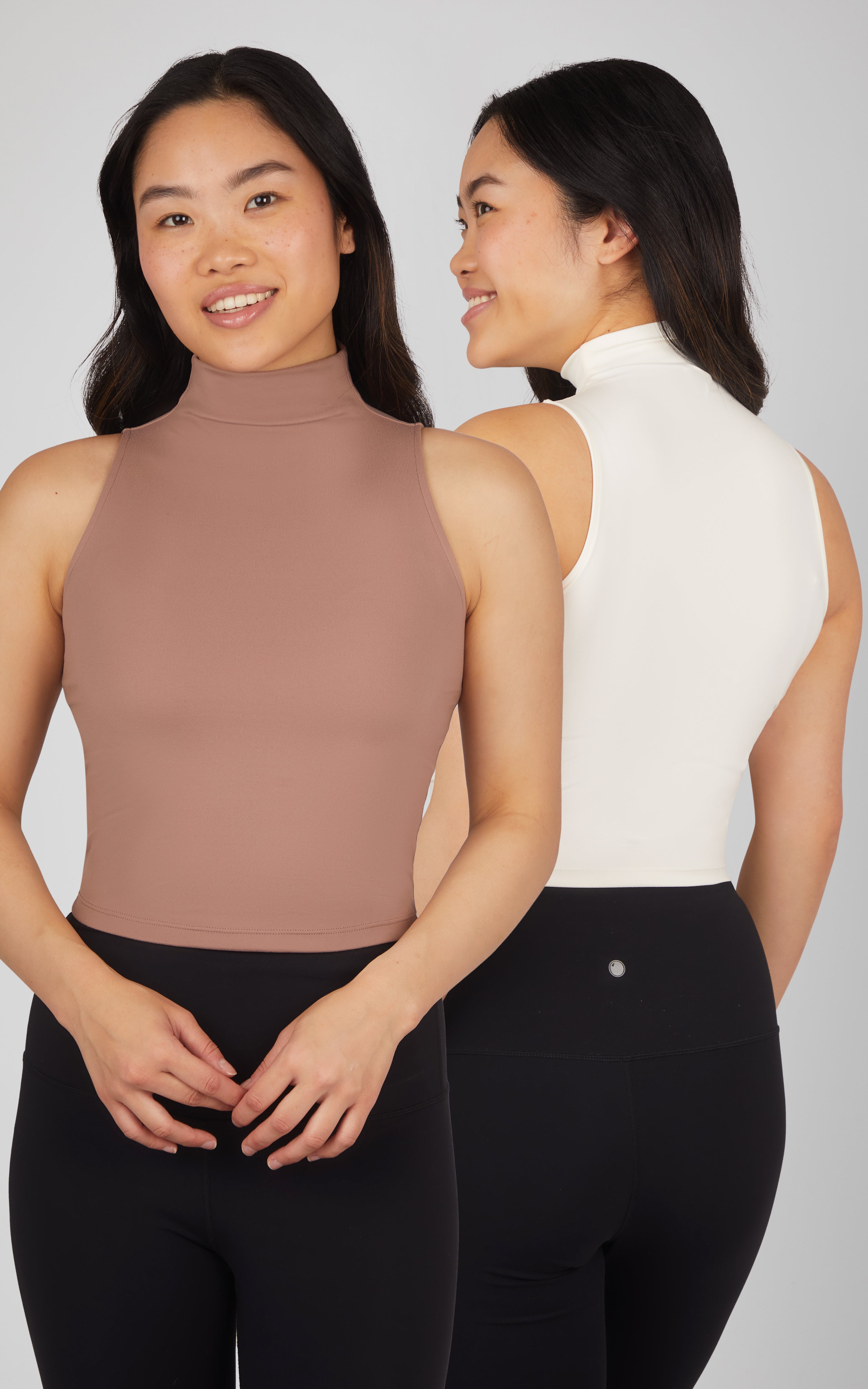 2 Pack Zenly Evelyn Ribbed Mock Neck Cropped Tank