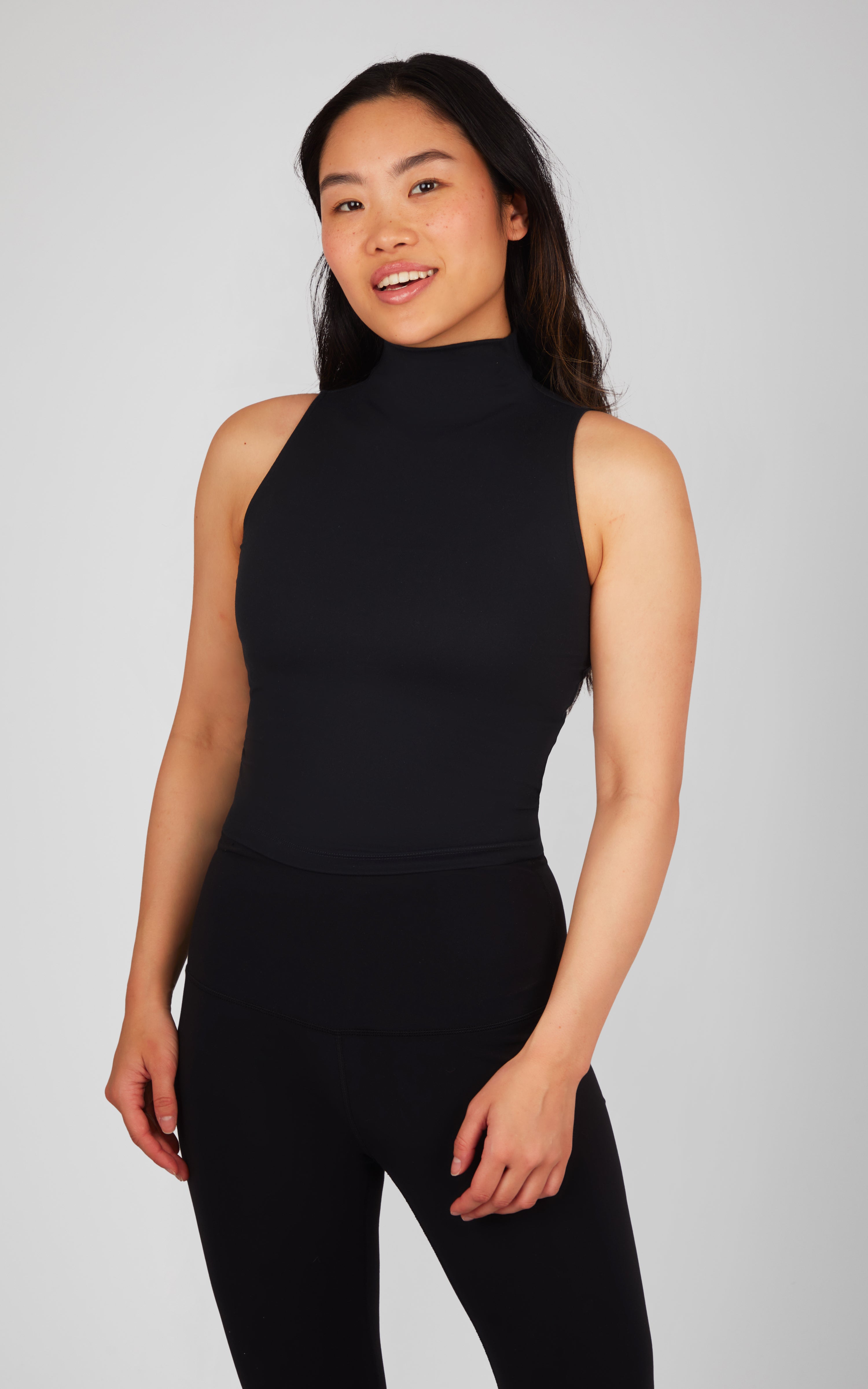 2 Pack Zenly Evelyn Ribbed Mock Neck Cropped Tank