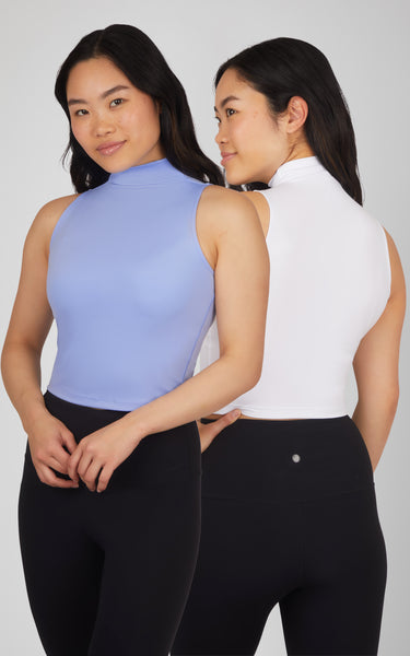 Zenly Evelyn Ribbed Mock Neck Cropped Top - TY16787-2PK – 90
