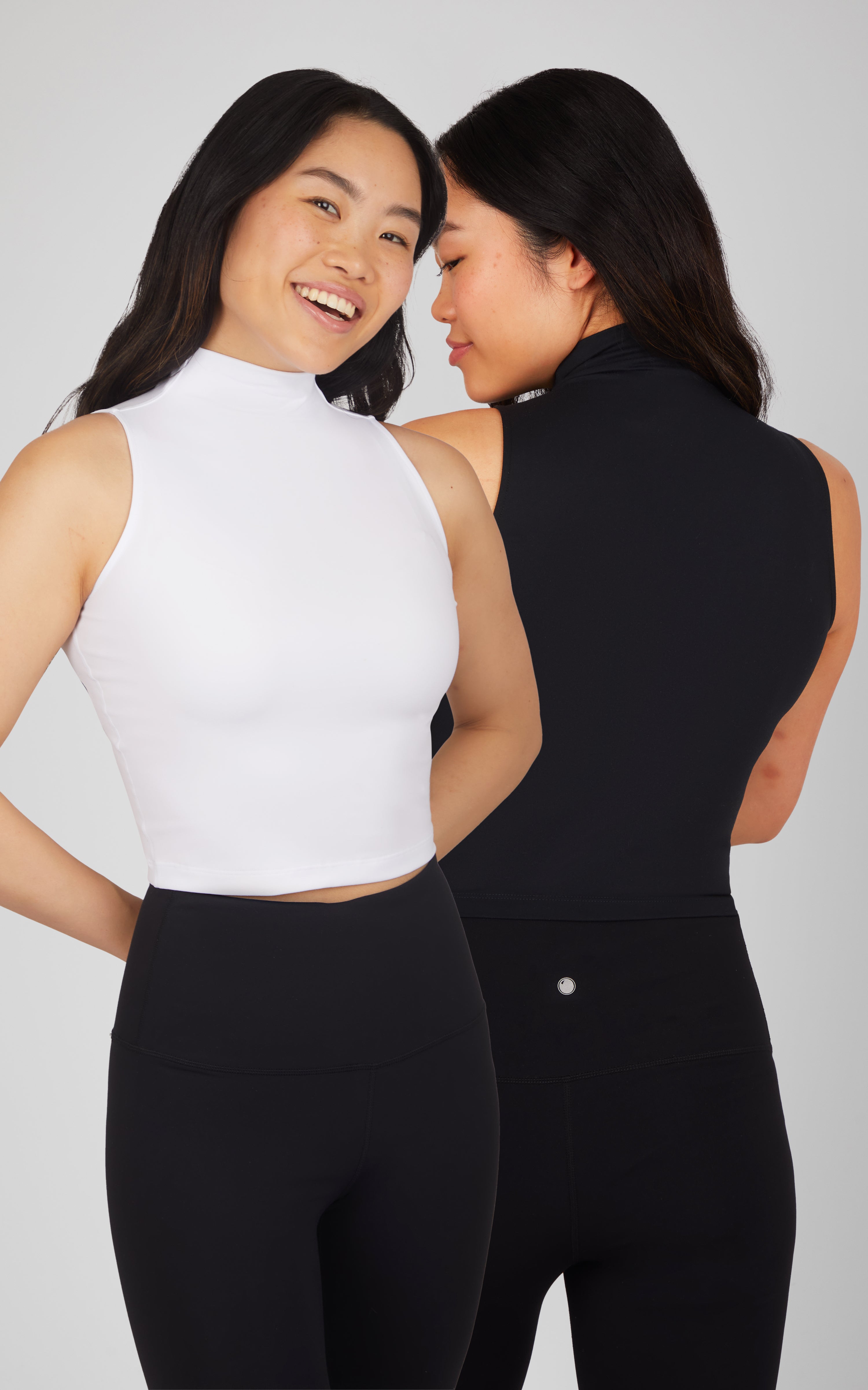 2 Pack Zenly Evelyn Ribbed Mock Neck Cropped Tank